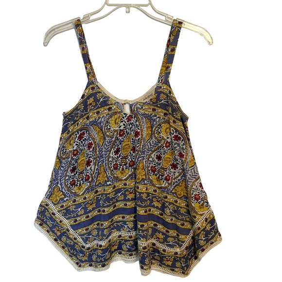 Lucky Brand Tops - Lucky Brand Handkerchief Swing Tank Womens XS Woodblock Paisley Floral Print